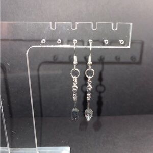 Elegant Silver Fork and Spoon Earrings